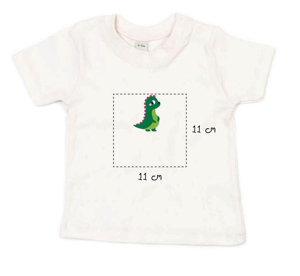 Baby T-Shirt bestickt mit Dino und Wunschtext