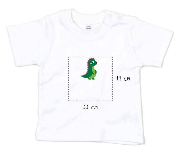 Baby T-Shirt bestickt mit Dino und Wunschtext