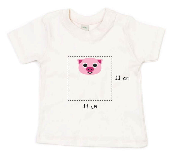 Baby T-Shirt bestickt mit Schweinchen und Wunschtext