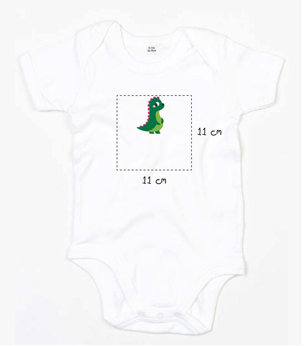 Baby Kurzarmbody bestickt mit Dino und Wunschtext