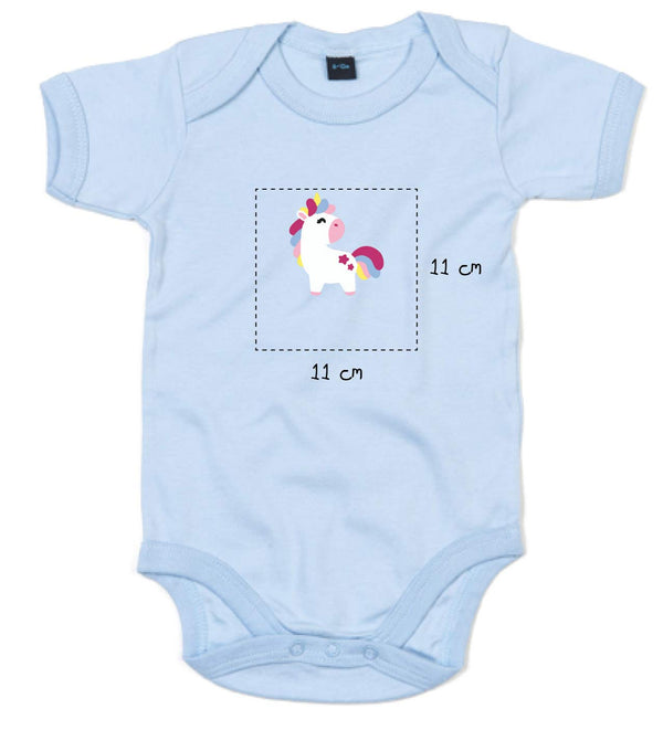 Baby Kurzarmbody bestickt mit Einhorn und Wunschtext