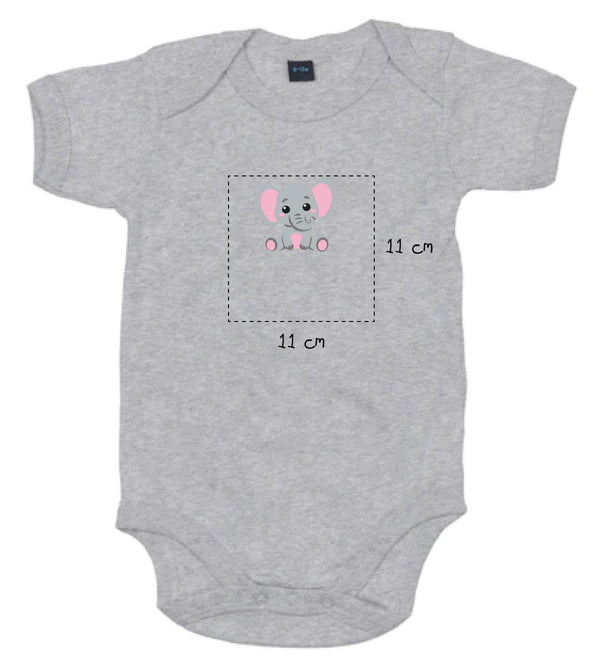 Baby Kurzarmbody bestickt mit Elefant und Wunschtext