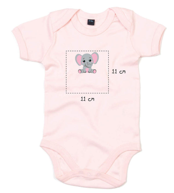 Baby Kurzarmbody bestickt mit Elefant und Wunschtext