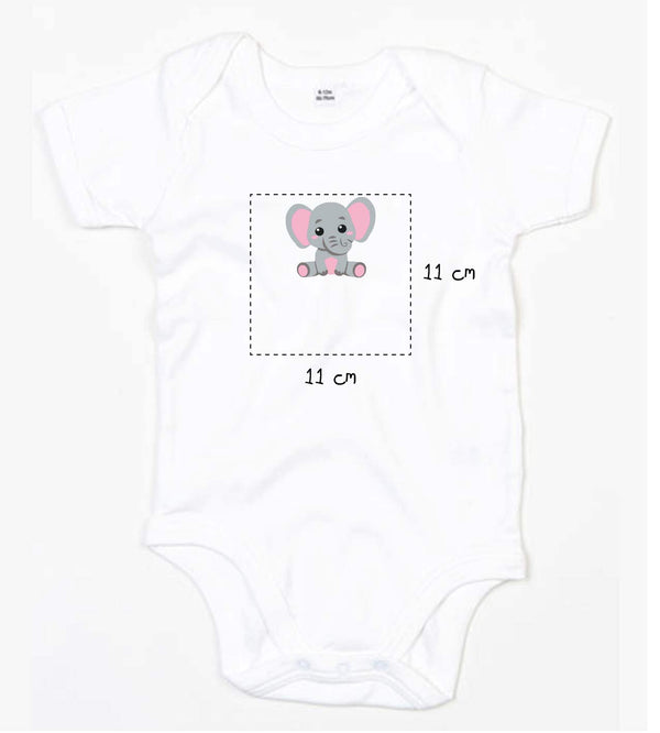 Baby Kurzarmbody bestickt mit Elefant und Wunschtext