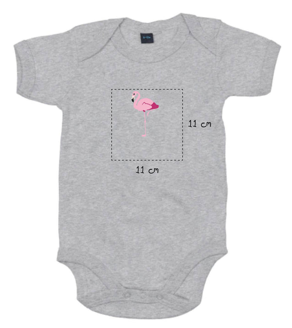 Baby Kurzarmbody bestickt mit Flamingo und Wunschtext