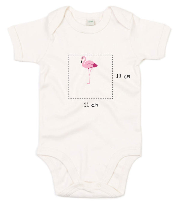 Baby Kurzarmbody bestickt mit Flamingo und Wunschtext