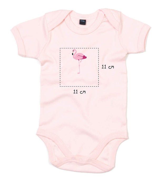 Baby Kurzarmbody bestickt mit Flamingo und Wunschtext