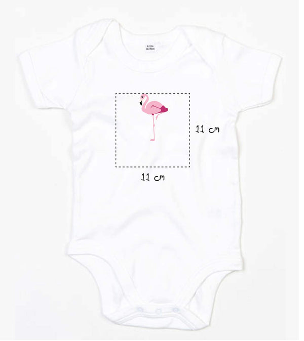 Baby Kurzarmbody bestickt mit Flamingo und Wunschtext