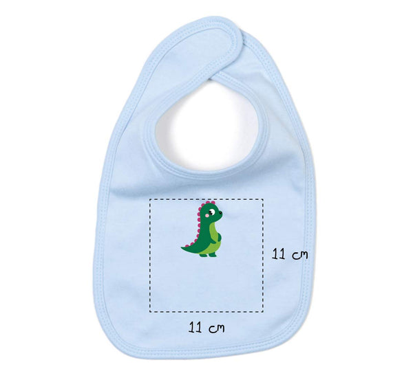 Baby Bio Lätzchen bestickt mit Dino und Wunschtext