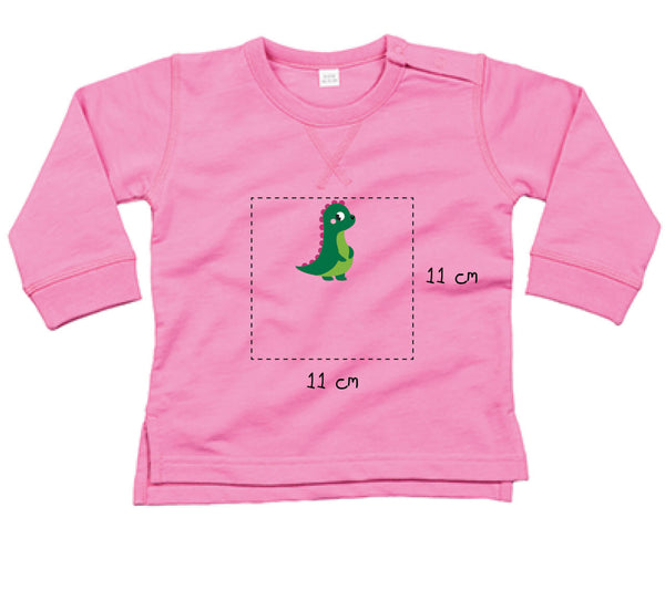 Baby Sweatshirt aus Bio-Baumwolle bestickt mit Dino und Wunschtext