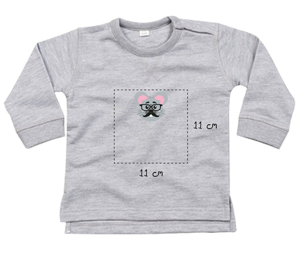 Baby Sweatshirt aus Bio-Baumwolle bestickt mit Maus und Wunschtext