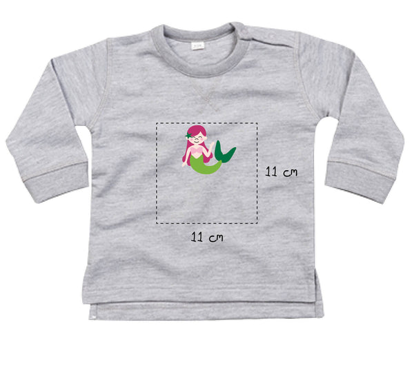 Baby Sweatshirt aus Bio-Baumwolle bestickt mit Meerjungfrau und Wunschtext