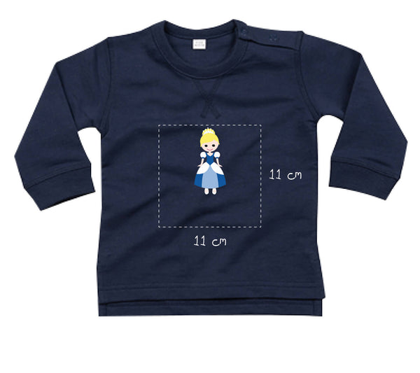 Baby Sweatshirt aus Bio-Baumwolle bestickt mit Prinzessin und Wunschtext