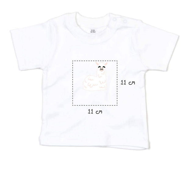 Baby T-Shirt bestickt mit Alpaka und Wunschtext