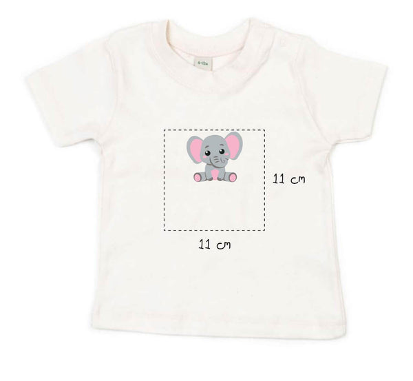 Baby T-Shirt bestickt mit Elefant und Wunschtext