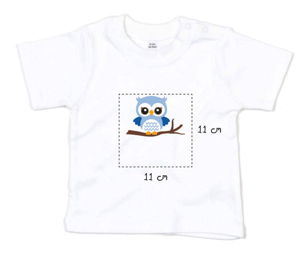 Baby T-Shirt bestickt mit Eule und Wunschtext