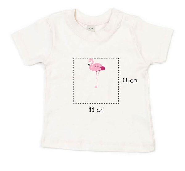 Baby T-Shirt bestickt mit Flamingo und Wunschtext