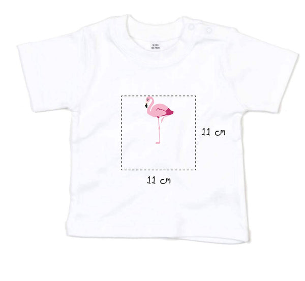 Baby T-Shirt bestickt mit Flamingo und Wunschtext