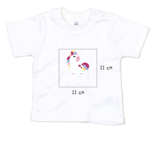 Baby T-Shirt bestickt mit Einhorn und Wunschtext