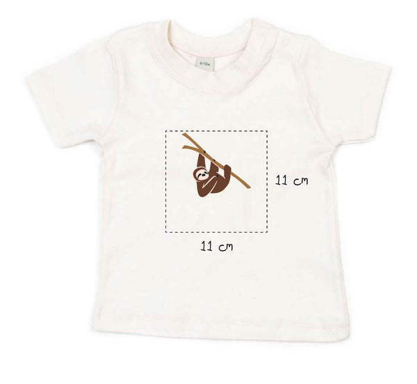 Baby T-Shirt bestickt mit Faultier und Wunschtext