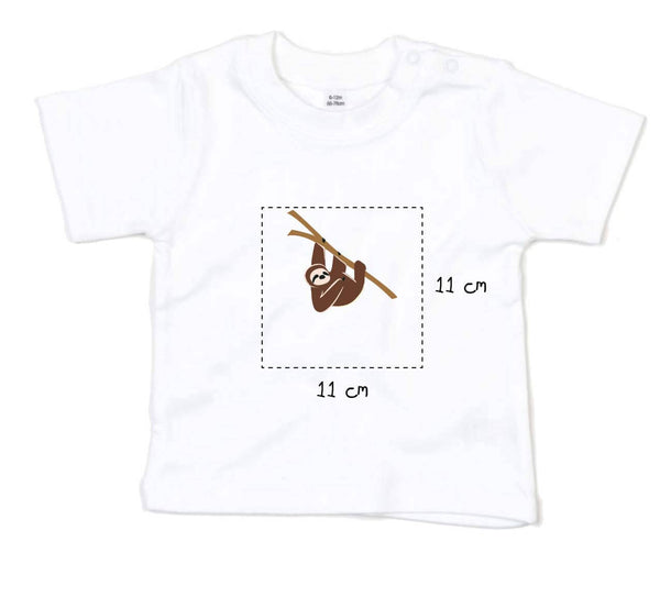 Baby T-Shirt bestickt mit Faultier und Wunschtext