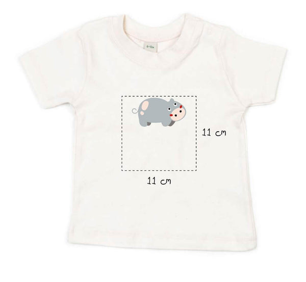 Baby T-Shirt bestickt mit Nilpferd und Wunschtext