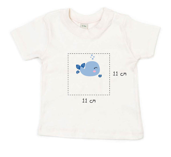 Baby T-Shirt bestickt mit Wal und Wunschtext