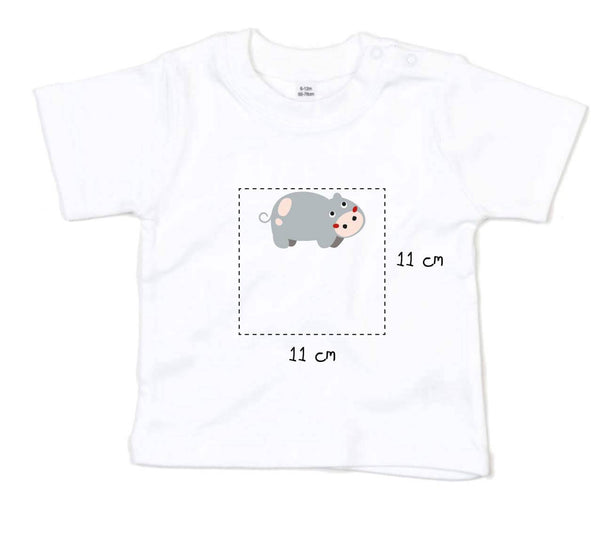 Baby T-Shirt bestickt mit Nilpferd und Wunschtext