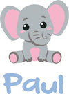 Baby T-Shirt bestickt mit Elefant und Wunschtext