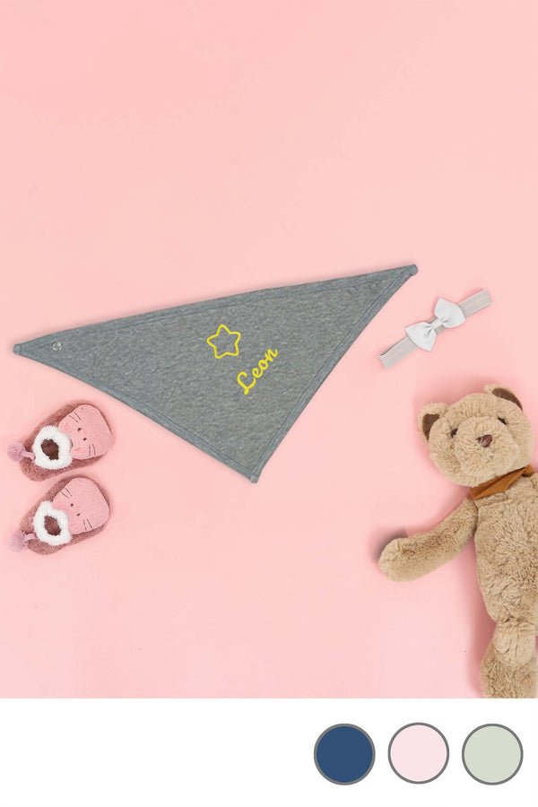 Baby Halstuch Bandana Lätzchen bestickt mit Stern und Wunschtext