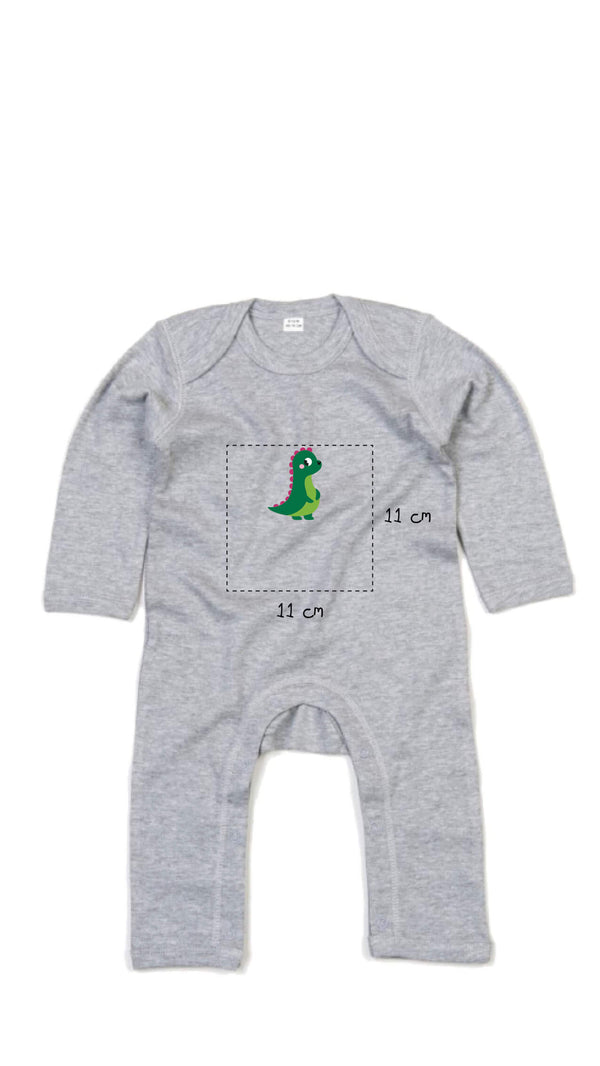 Baby Strampleranzug bestickt mit Dino und Wunschtext