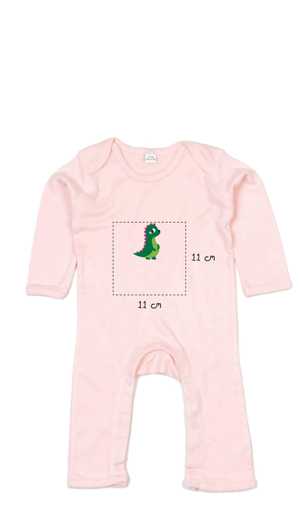 Baby Strampleranzug bestickt mit Dino und Wunschtext