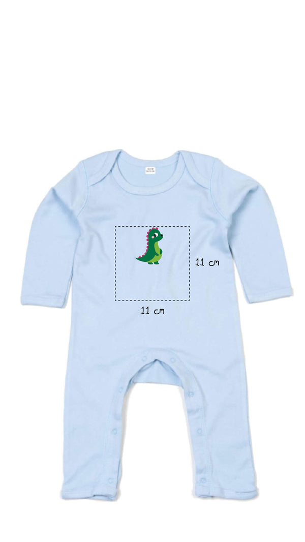 Baby Strampleranzug bestickt mit Dino und Wunschtext