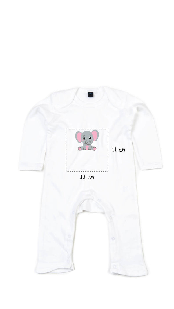 Baby Strampleranzug bestickt mit Elefant und Wunschtext