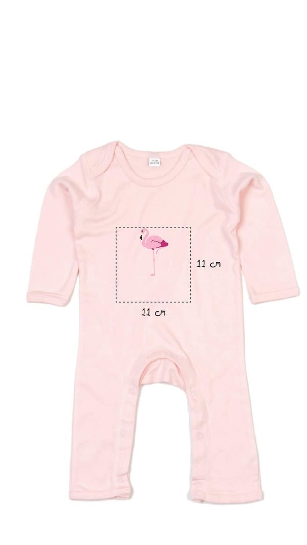 Baby Strampleranzug bestickt mit Flamingo und Wunschtext