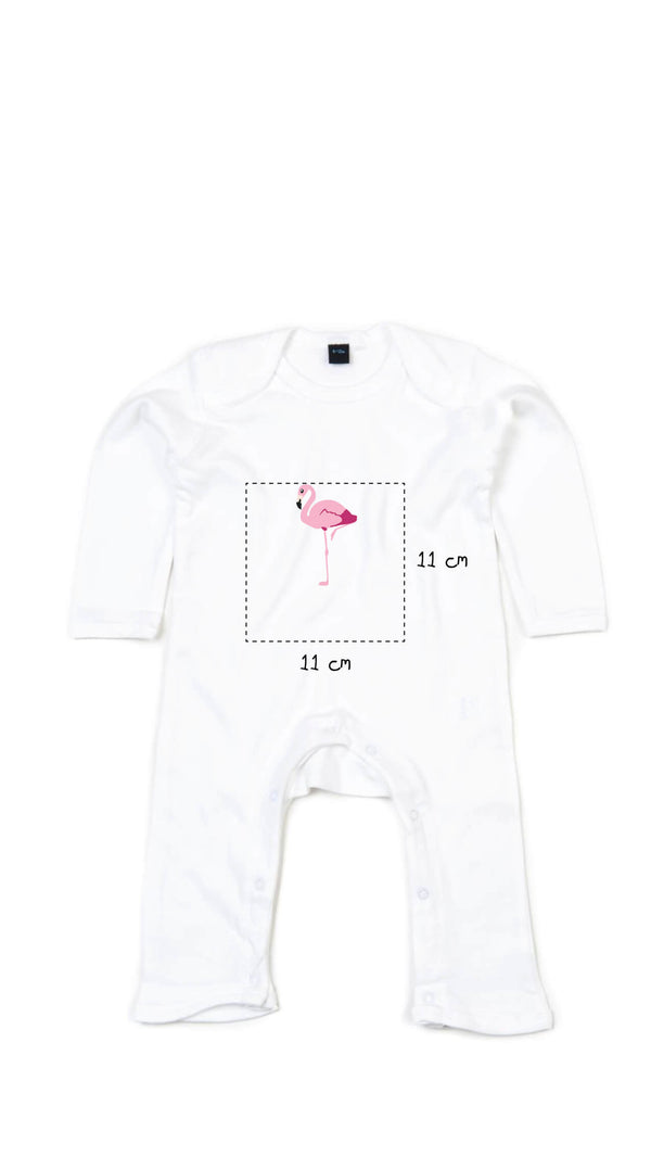 Baby Strampleranzug bestickt mit Flamingo und Wunschtext