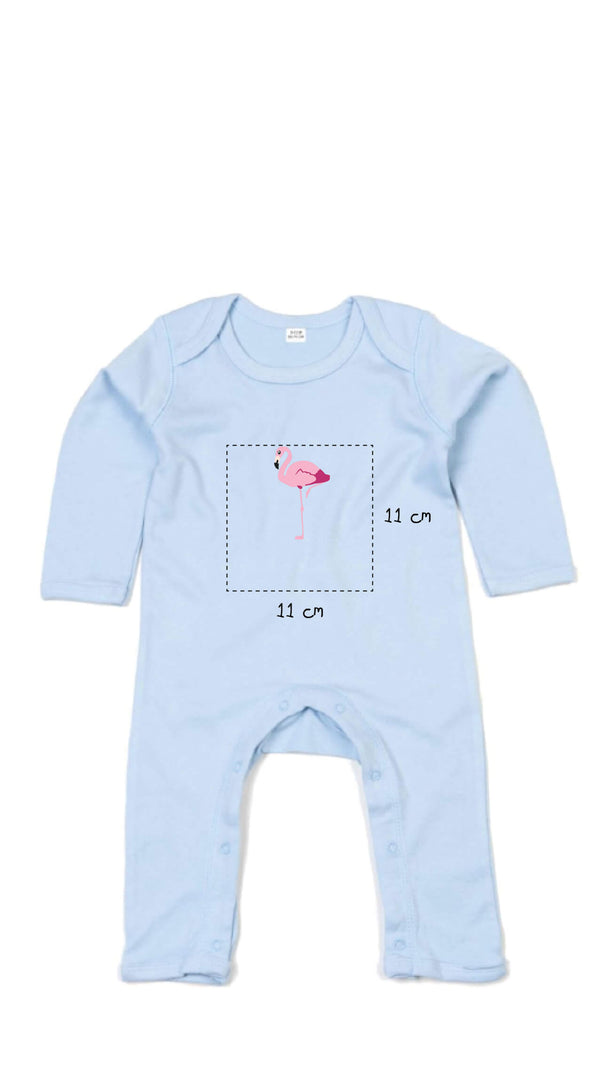 Baby Strampleranzug bestickt mit Flamingo und Wunschtext